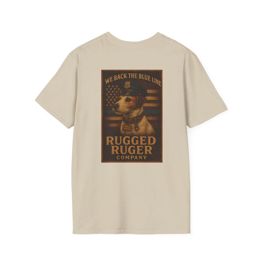 Rugged Rugger: We back the blue line, Unisex Softstyle T-Shirt
