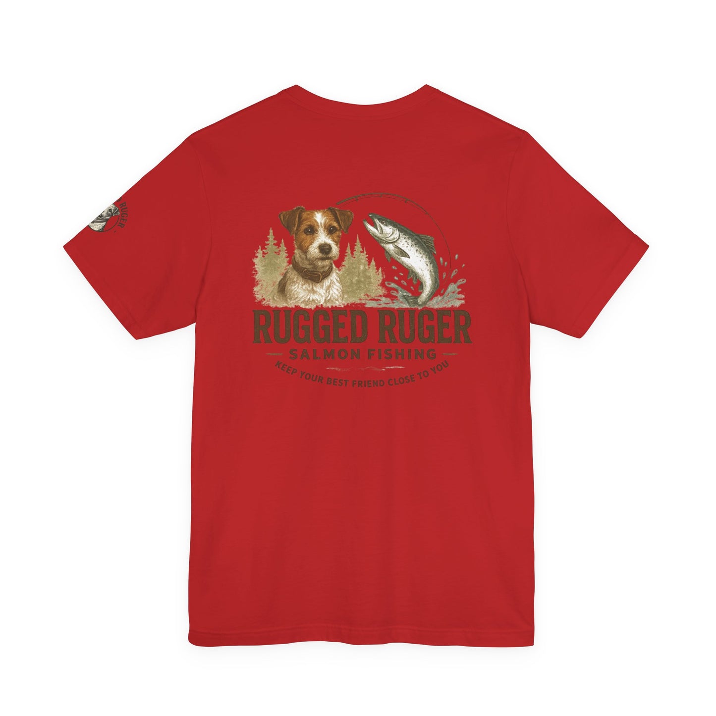 Rugged Rugger: fishing pole, Unisex jersey short sleeve tee