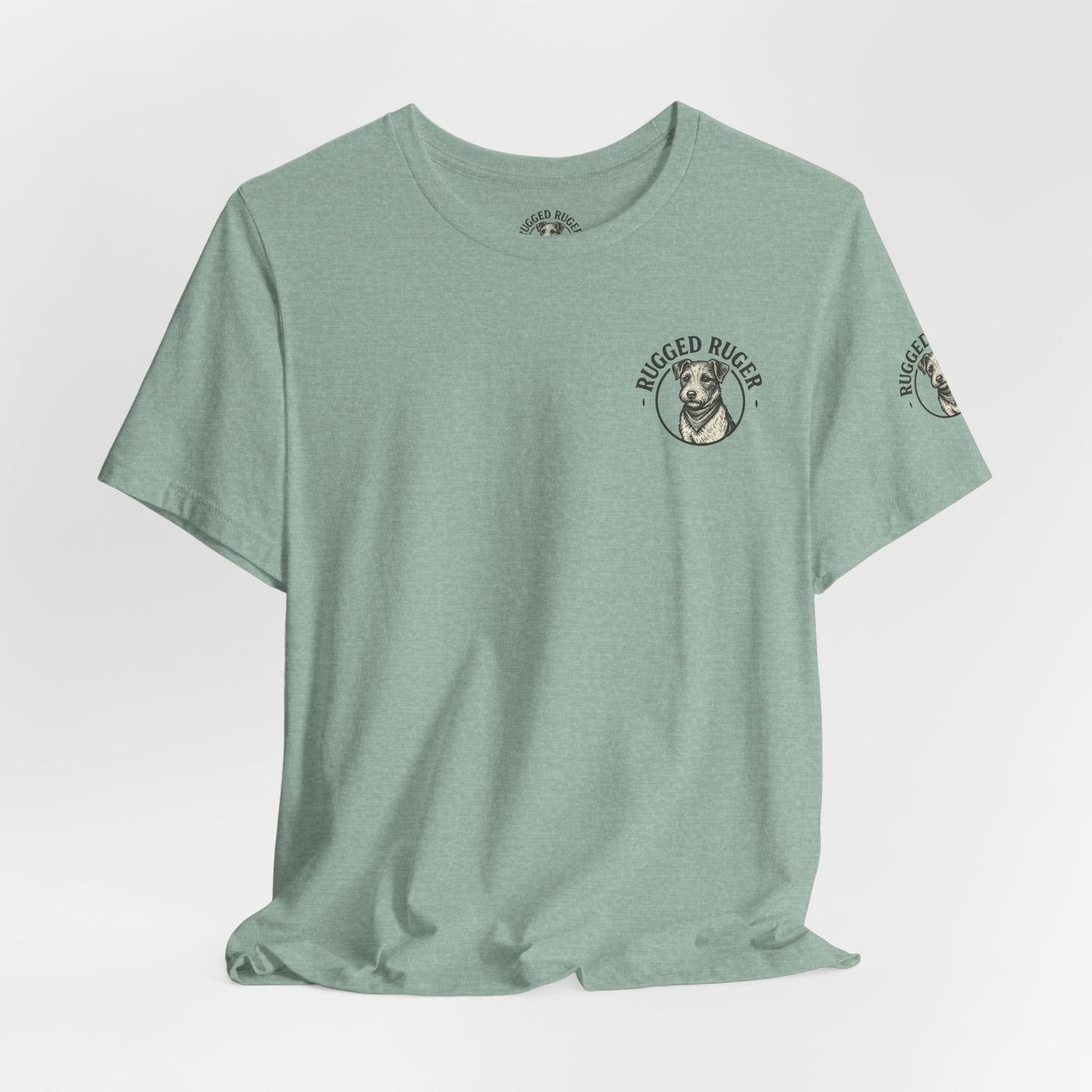 Rugged Ruger: At the stream, Unisex Jersey short sleeve tee