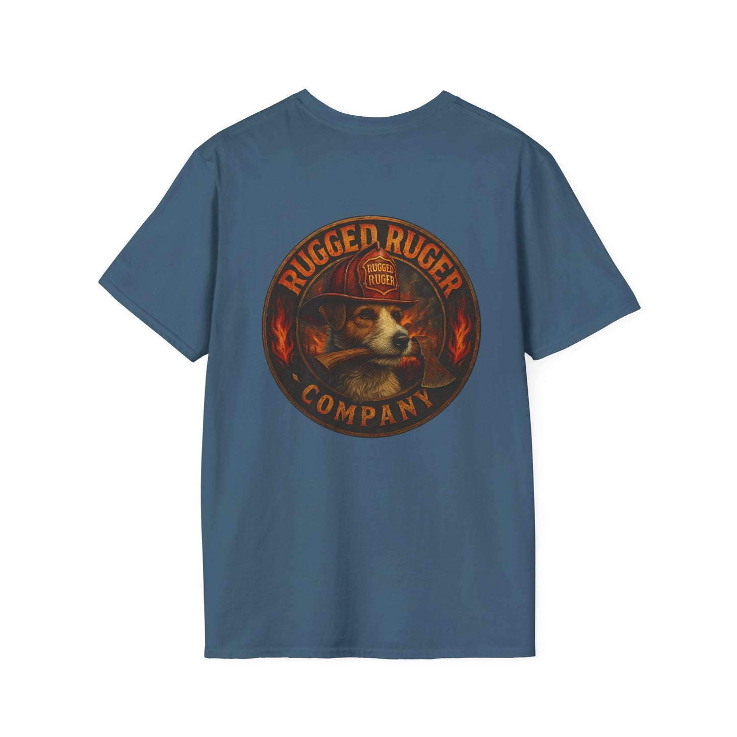 Rugged Ruger: Round Firefighter logo, Unisex Softstyle Tee