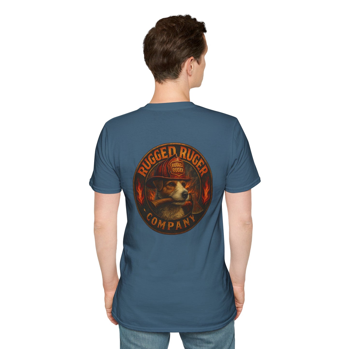 Rugged Ruger: Round Firefighter logo, Unisex Softstyle Tee